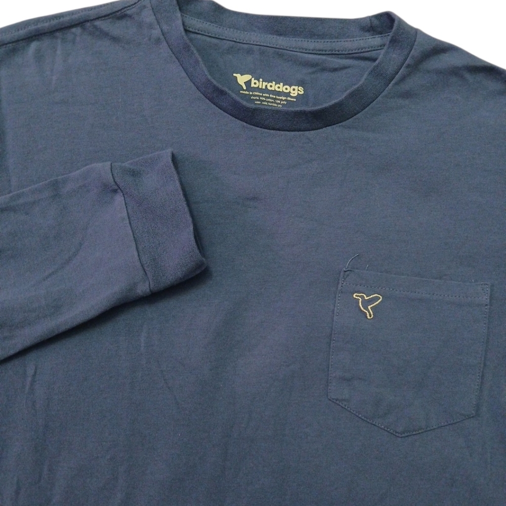 Birddogs Blue Performance Long-Sleeve‎ Pocket Tee Mens Medium